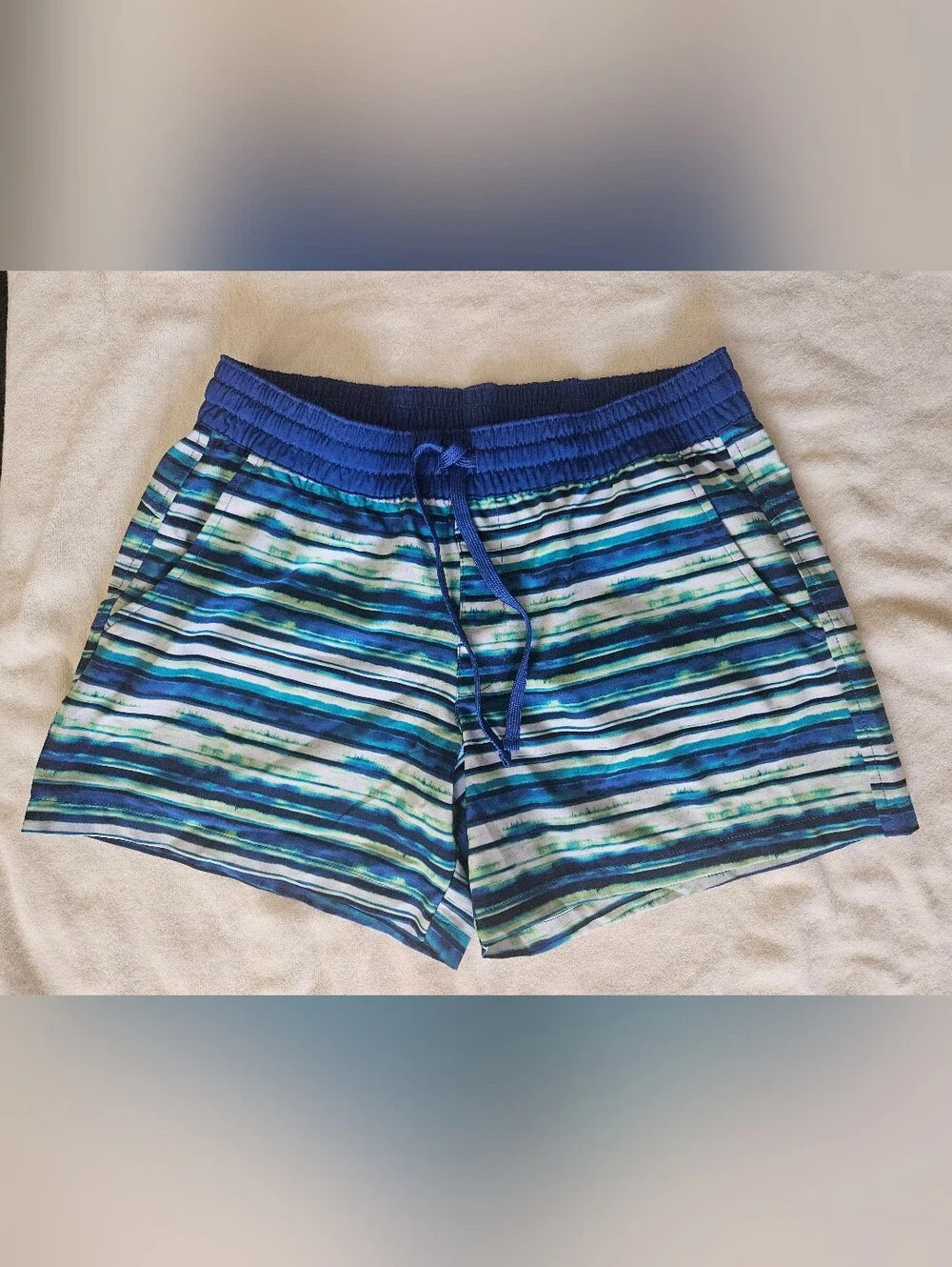 Field & Stream Women's Water Shorts Blue Teal Striped Size MD